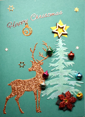 Stag with Tree Christmas Card