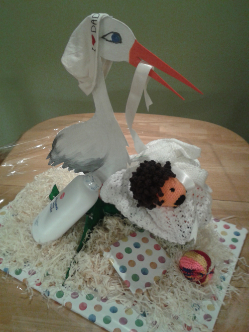 Stork with Baby Gifts